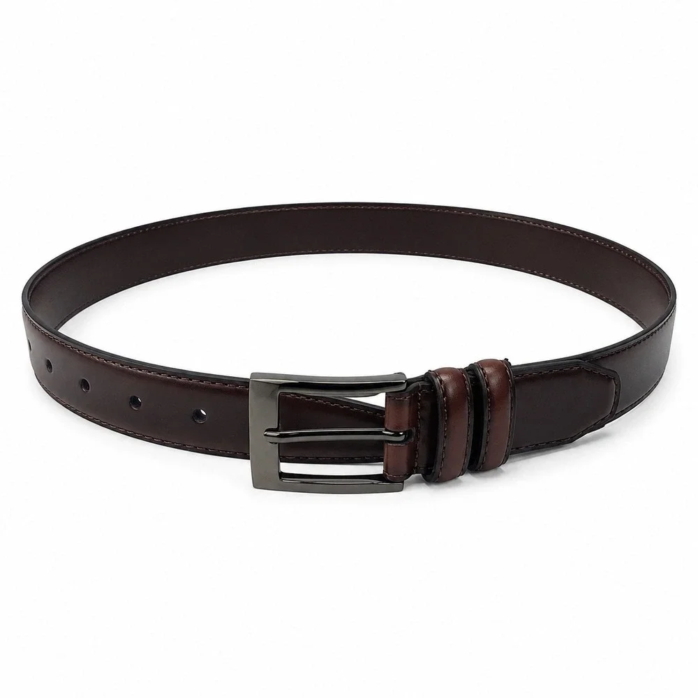 Mio Marino Leather Belt Mens 30 Mahogany Burnt Umber Classy Prong B84N-86-MBU302